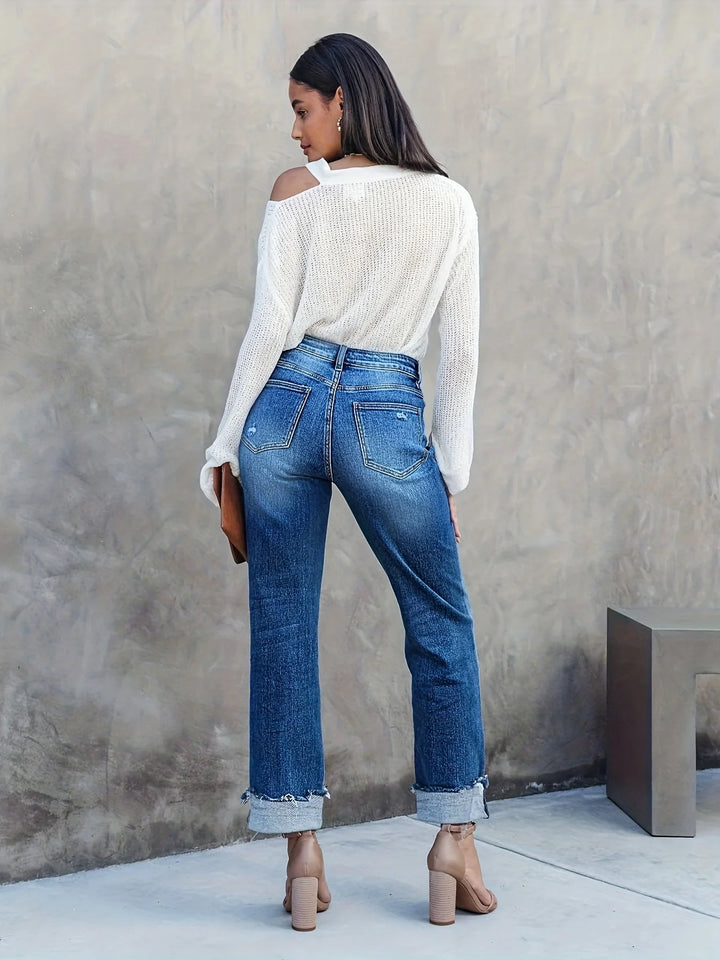 Women's Asymmetric Straight-Leg Jeans