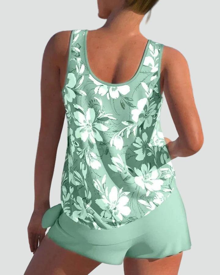 Women's Tankini Set with Floral Print - Shaping Style