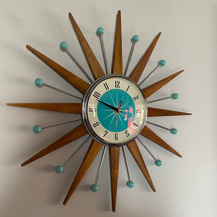 Mid-Century Handmade Wall Clock | Retro Wall Décor, Silent and Battery-Powered