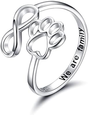 Handmade Paw & Heart Ring – Adjustable Sterling Silver