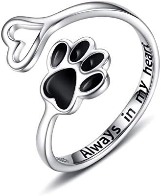 Handmade Paw & Heart Ring – Adjustable Sterling Silver