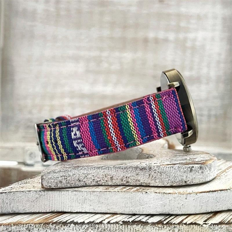 Watch with Multicolour Rainbow Pattern and Braided Strap – Elyvra