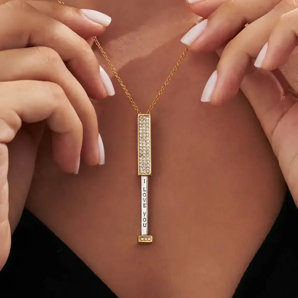 AmaraBloom Luxury Keepsake Necklace | Engraved Cubic Zirconia Pendant for Precious Connections