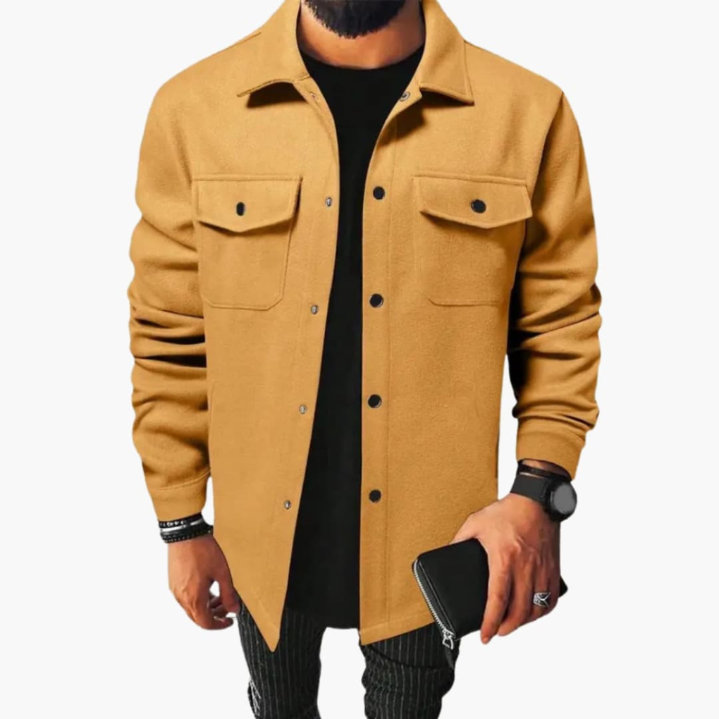 Men's Shirt Jacket with Button Placket