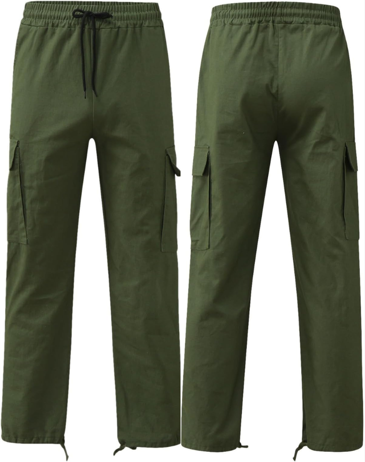 Men's Multi-Pocket Trousers with Adjustable Waist