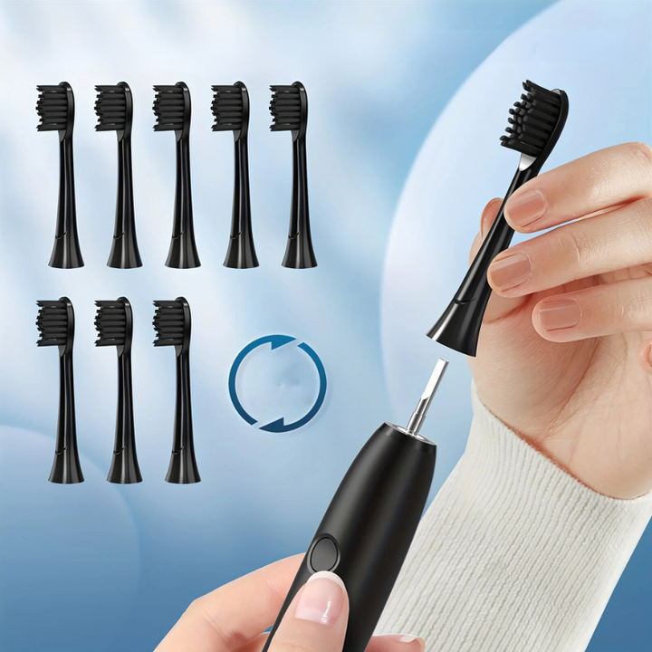 Zahnoa Sonic Toothbrush | Ultrasonic Cleaning | Quiet and Rechargeable | 8 Replacement Heads