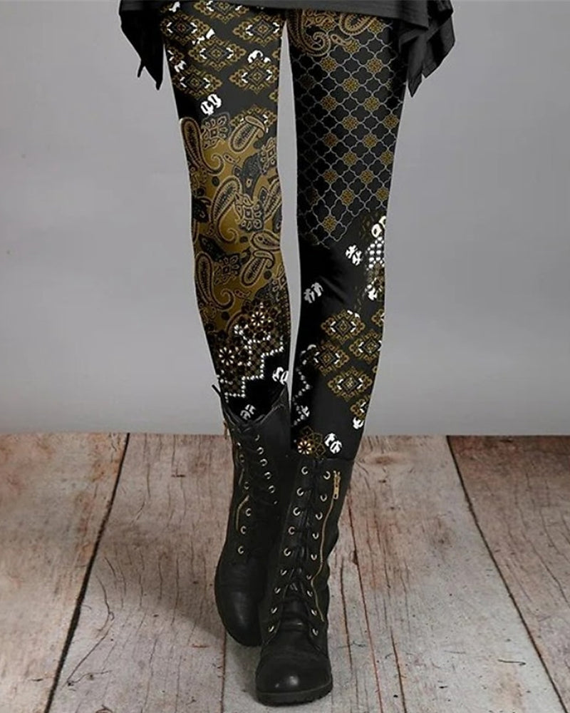 Bohemian Retro Leggings with Ethnic Prints – Ziva