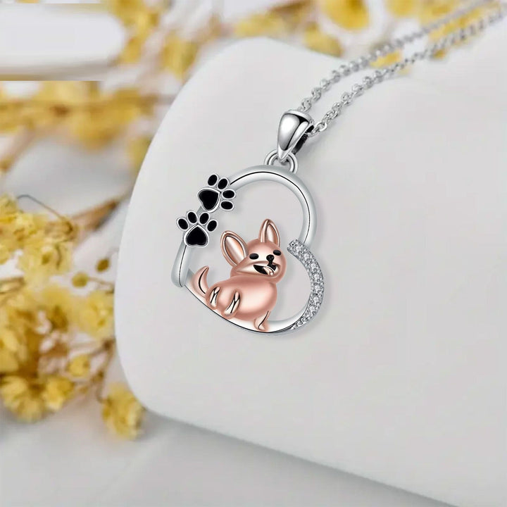 Cute Heart-Shaped Dog Pendant Necklace