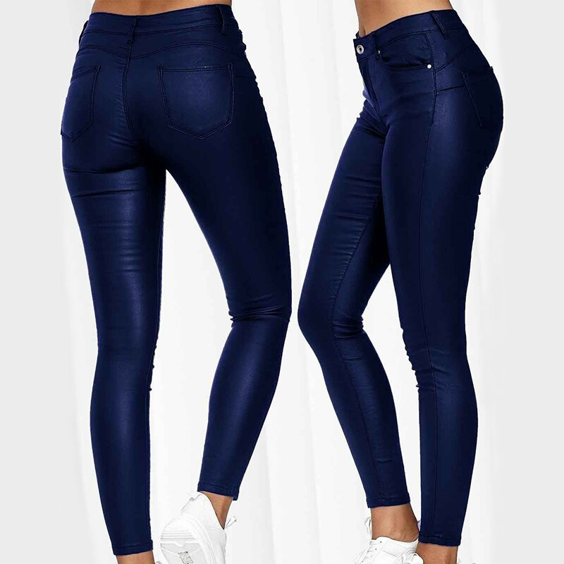 High-Waisted Stretch Leather Trousers – Raffaela