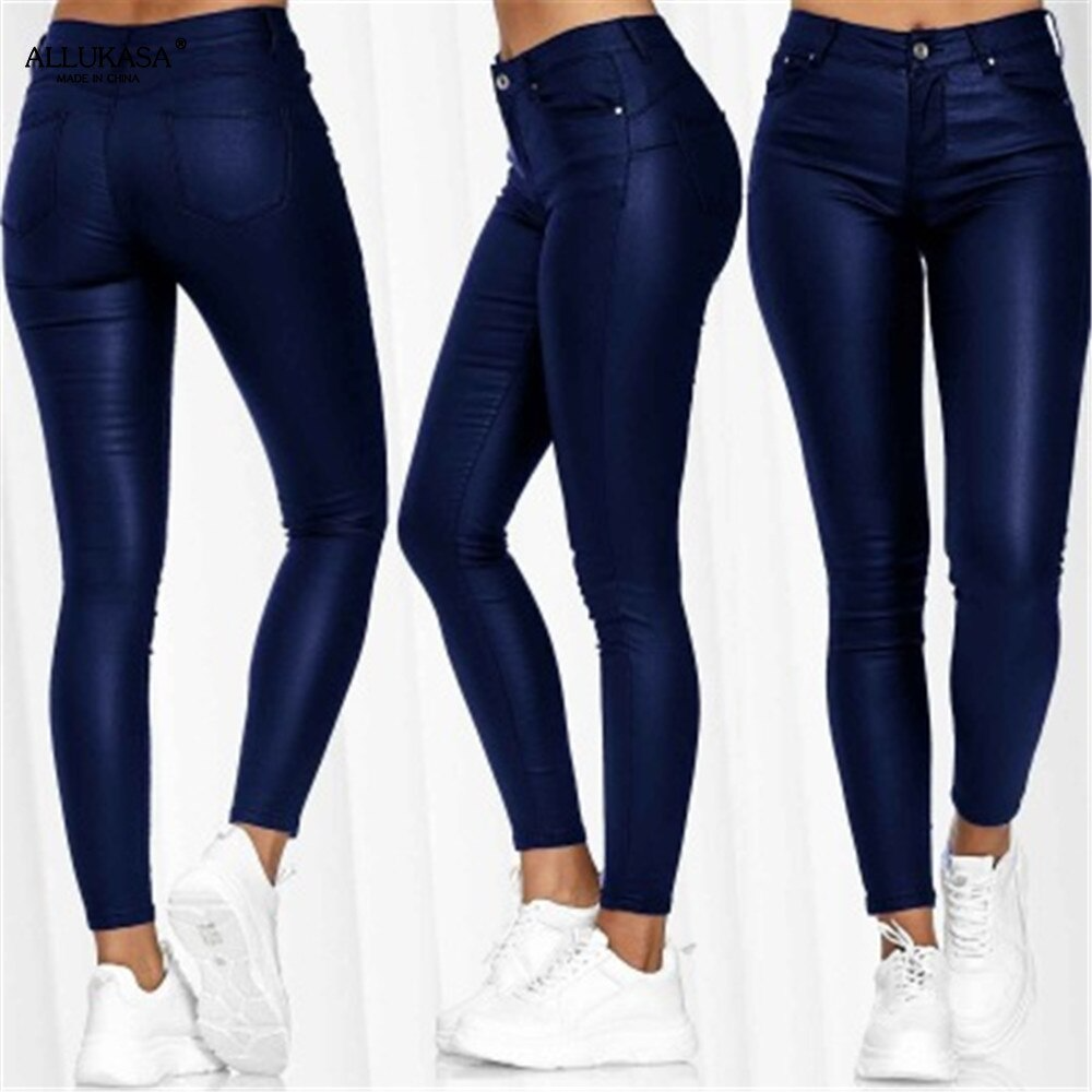High-Waisted Stretch Leather Trousers – Raffaela