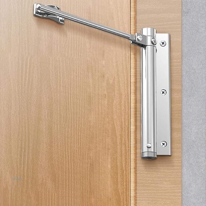 Door Closer for Interior Doors with Spring, 4 Adjustable Settings, Stainless Steel
