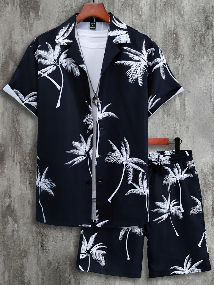 Dieter | Tropical Palm Print Shirt & Shorts Set