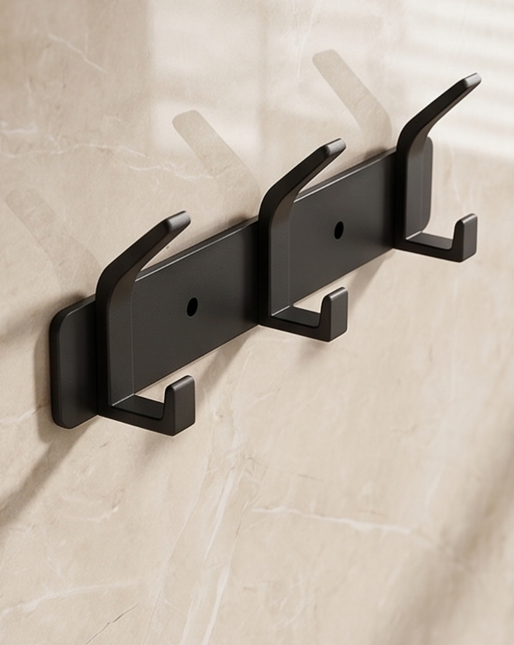 Aluminium Wall Hooks – 3, 4, 5 or 6 Hooks | Bathroom Towel Rail