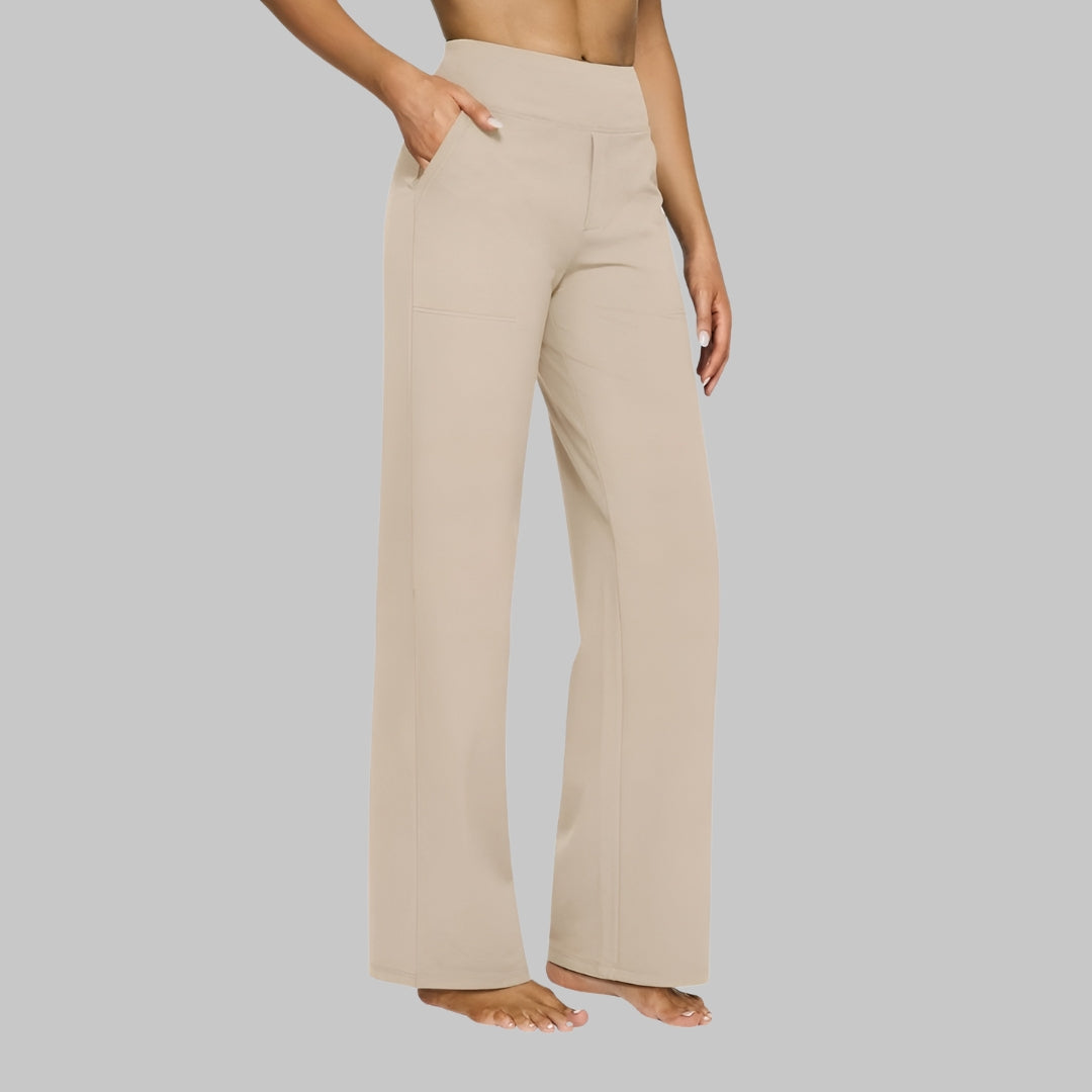 Women's High-Waisted Stretch Trousers – Comfortable Pull-On Trousers