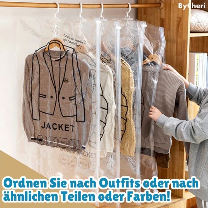 Hanging Vacuum Storage Bags for Space-Saving Wardrobe, 130 x 60 cm, Transparent