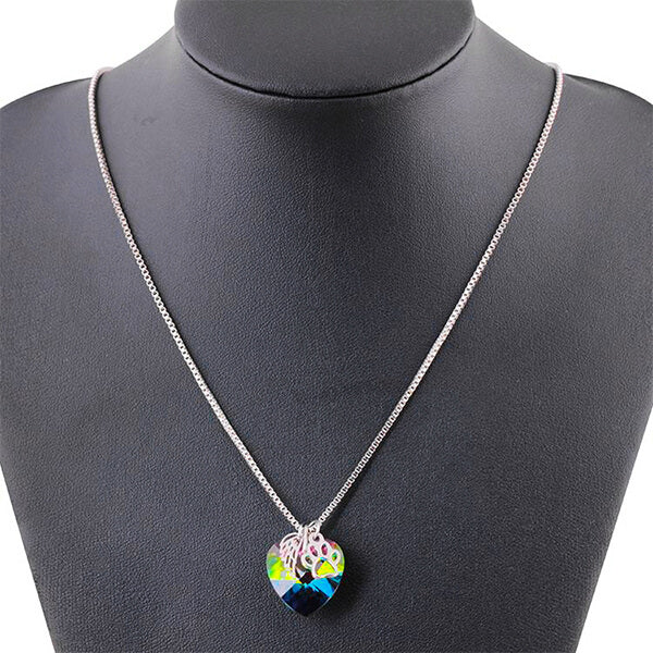 Rainbow Memorial Necklace with Heart Charm