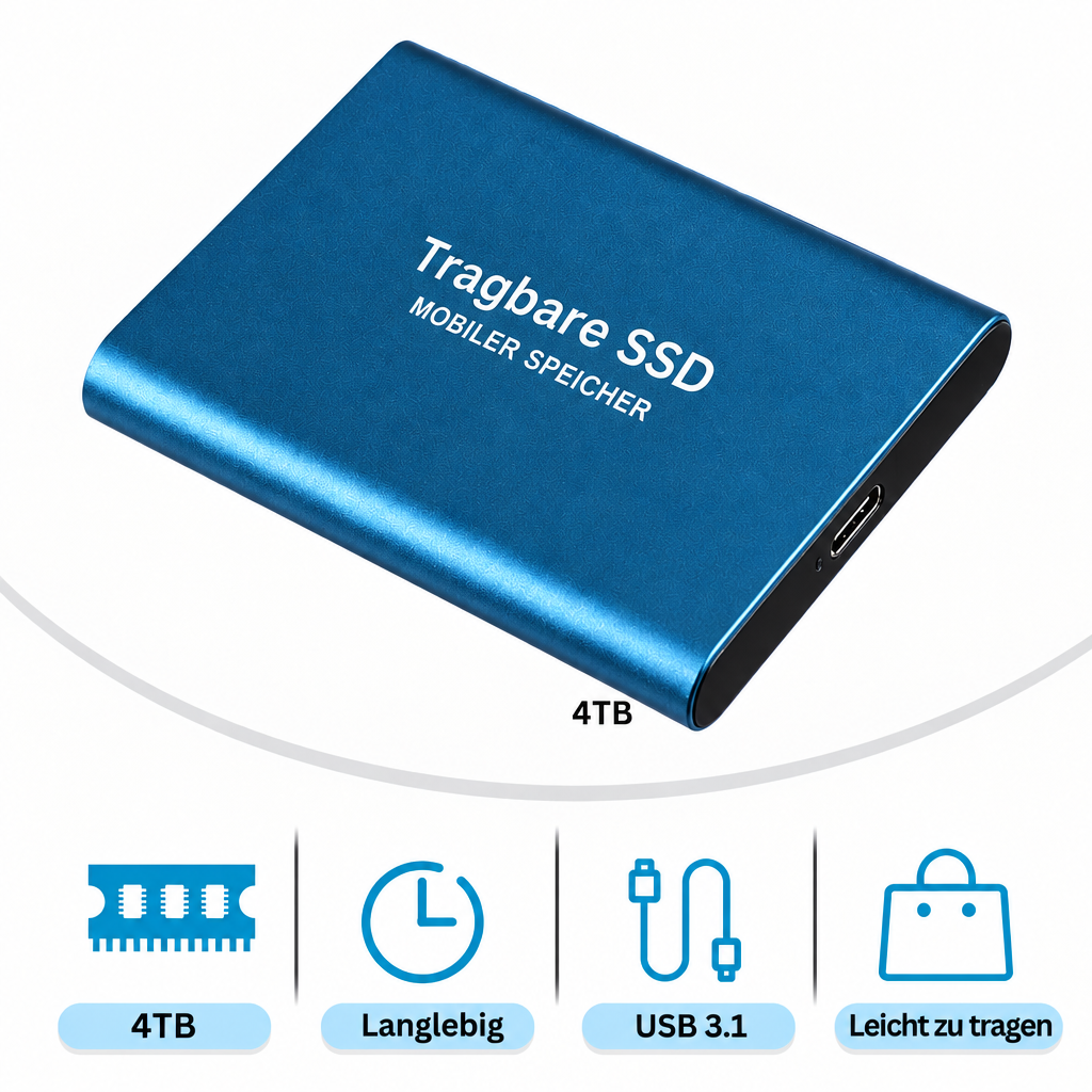 Portable 30 TB SSD with Rugged Casing