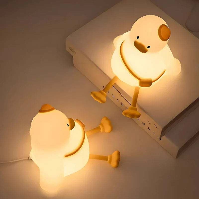 Cute Character Bedside Night Light Touch Control Rechargeable Lamp