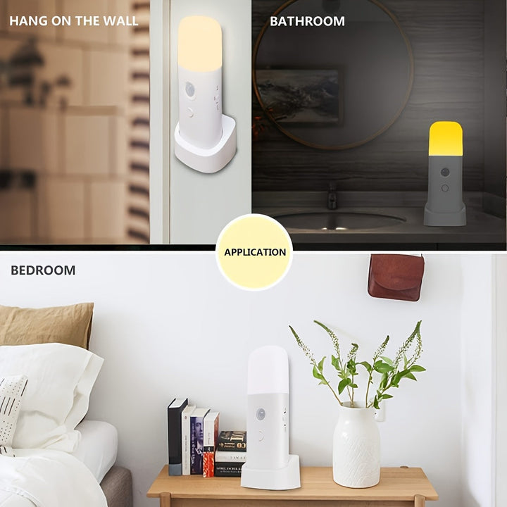 LED Night Light with Motion Sensor – USB Rechargeable and Adjustable Brightness for Bedrooms and Hallways