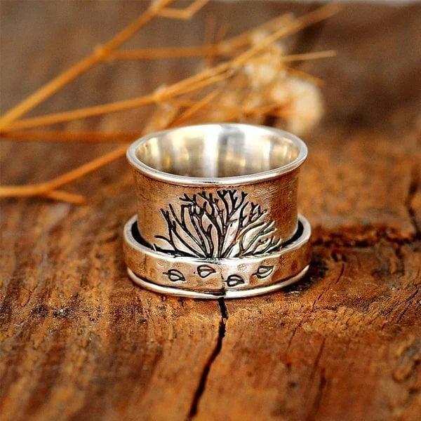 Gold Tree of Life Ring with Delicate Cubic Zirconia Details