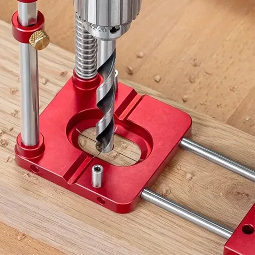 Drill Press Guide for Handheld Drills - Portable, Adjustable Woodworking Jig