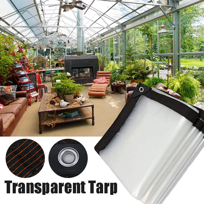 Clear Weatherproof Protective Tarpaulin for Garden, Patio and Outdoor Areas