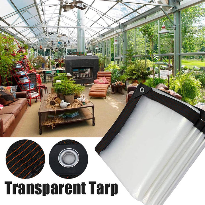 Clear Weatherproof Protective Tarpaulin for Garden, Patio and Outdoor Areas