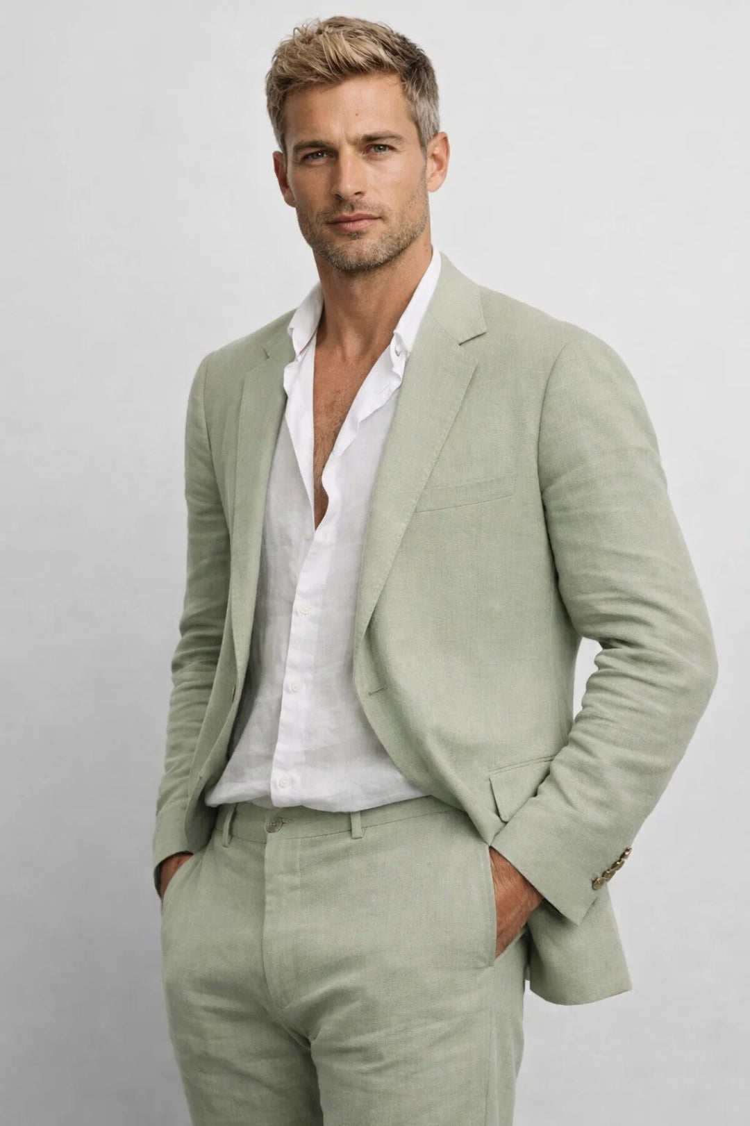 Men's Fitted Two-Piece: Blazer and Trousers – Elegant Suit