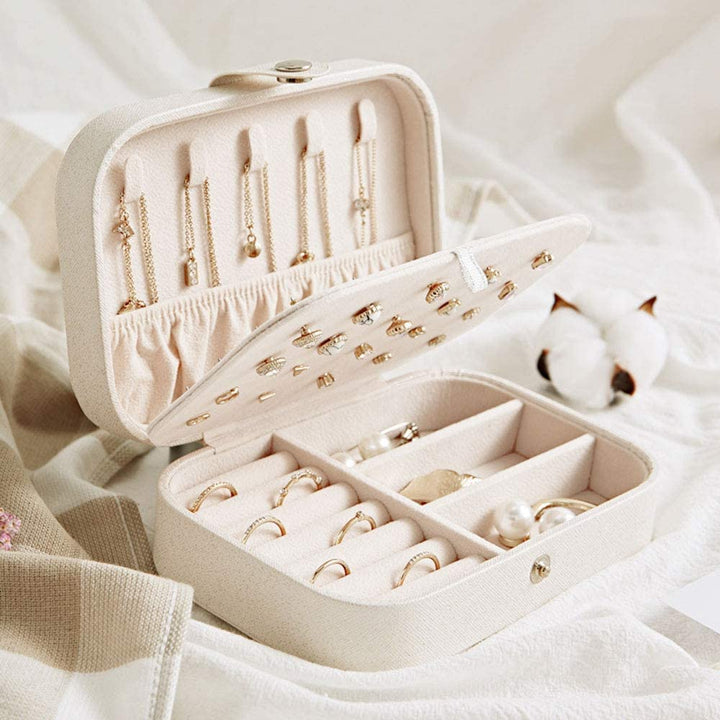 Double-Layer Portable Leather Jewellery Box