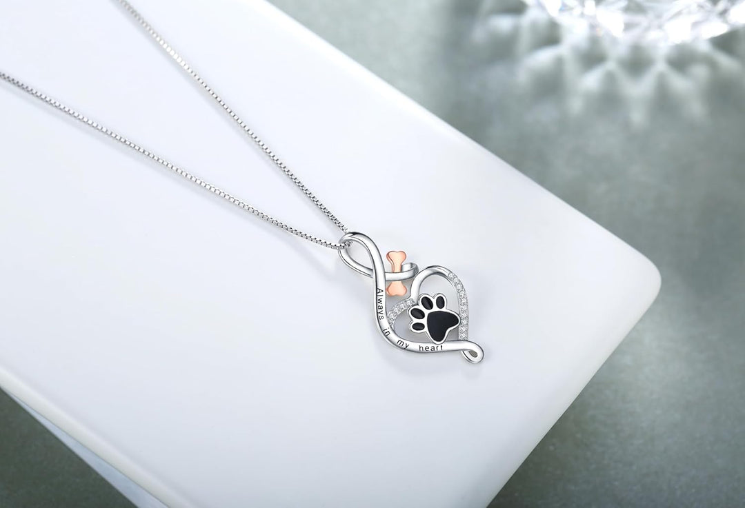 Lucky Paw Pendant with Heart, Bone & Infinity – “Always in My Heart” Pendant