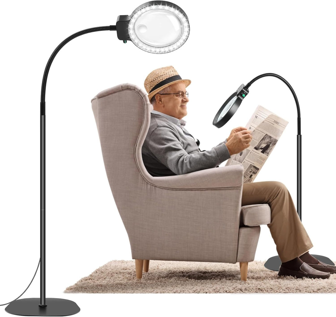 Full-Field Magnifying Lens with LED Light – Hands-Free Reading Aid for Books, Crafts and Hobbies