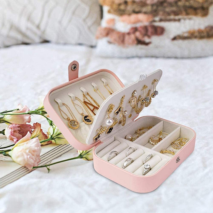 Double-Layer Portable Leather Jewellery Box