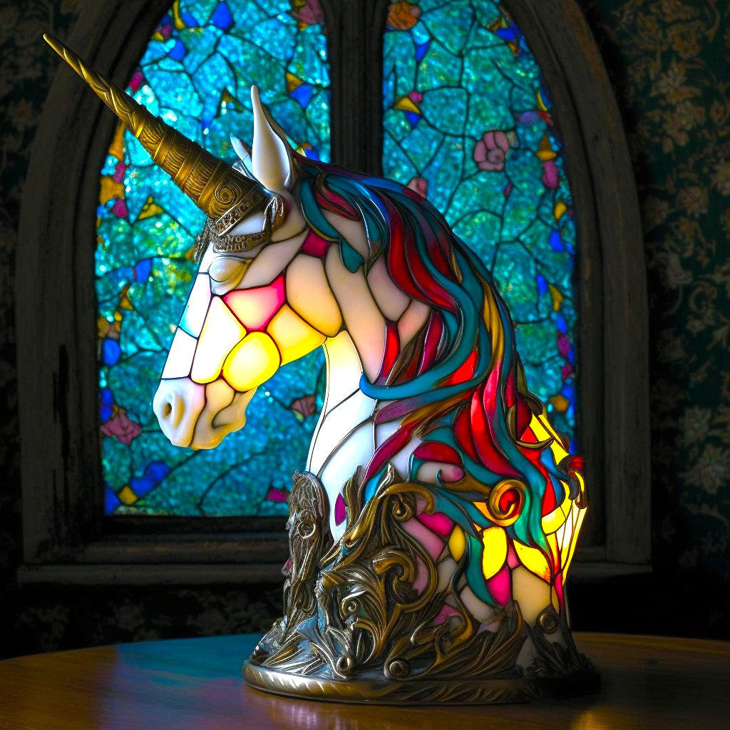 VitraGlow Handmade Glass Ornament | Elegant Resin and Glass Table Lamp with Vibrant Artistic Patterns