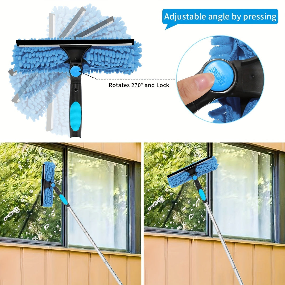 Crystal Clear Window Cleaner – 2-in-1 Professional Window and Glass Cleaning System with Telescopic Handle