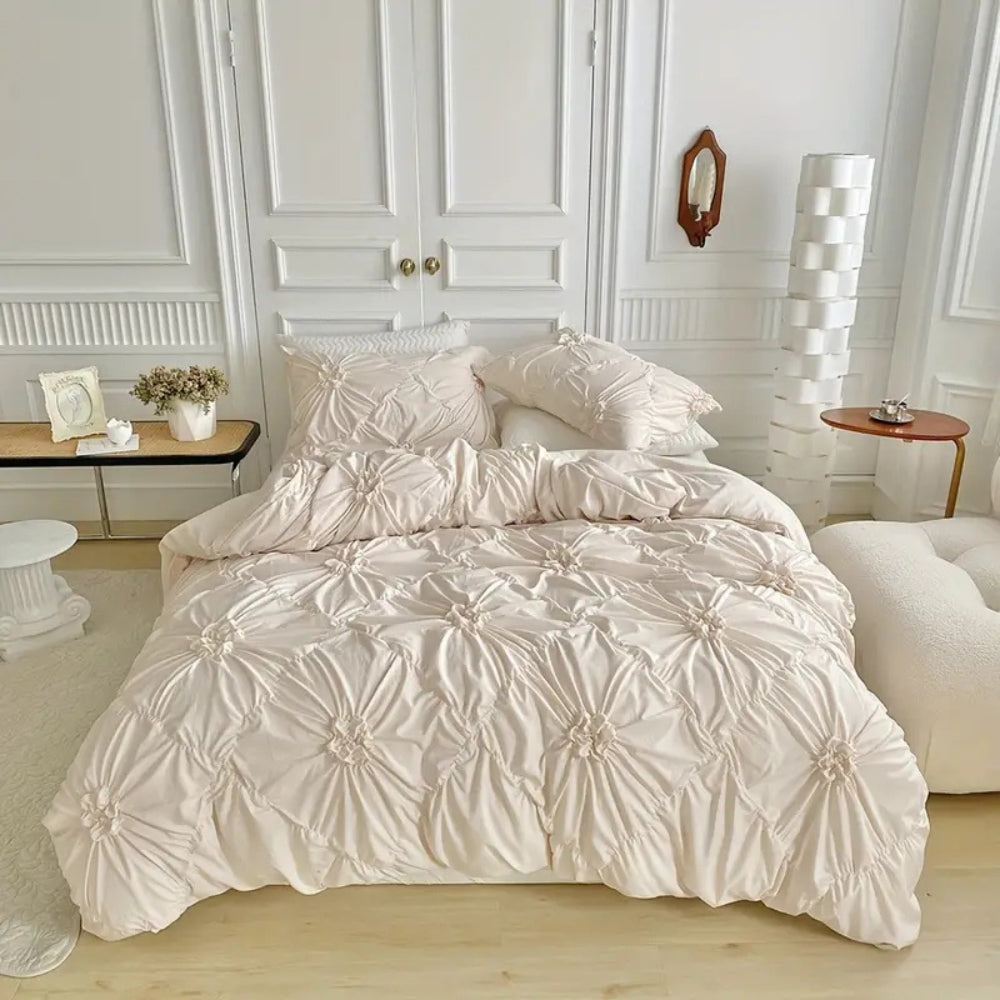 Decorative Quilt Cover Set Elegant Ruffle Pleats