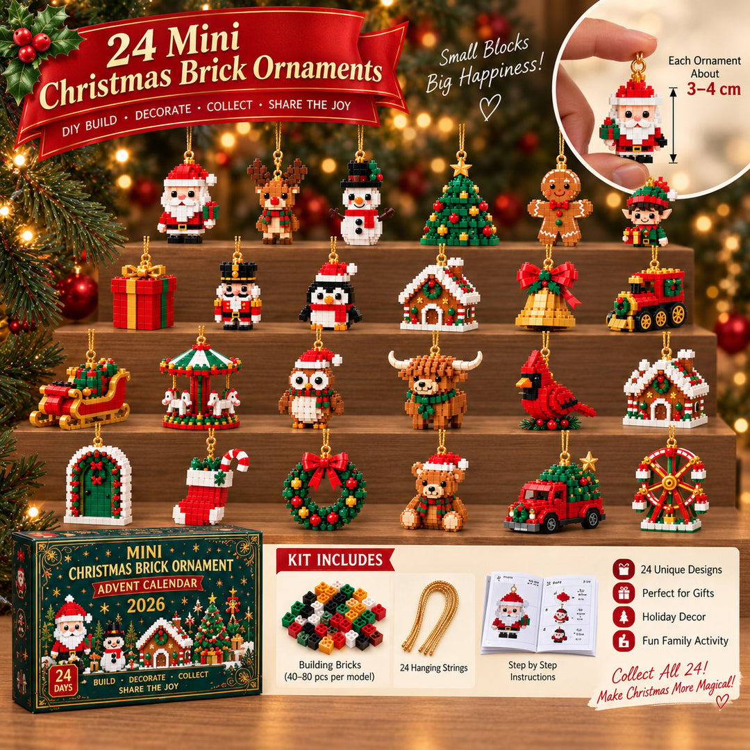 Mini Building Block Advent Calendar with 24 Christmas Kits to Build and Hang