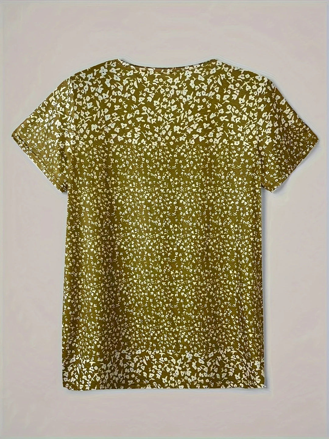 Casual Summer Top with V-Neck, Button Closure, and Short Sleeves