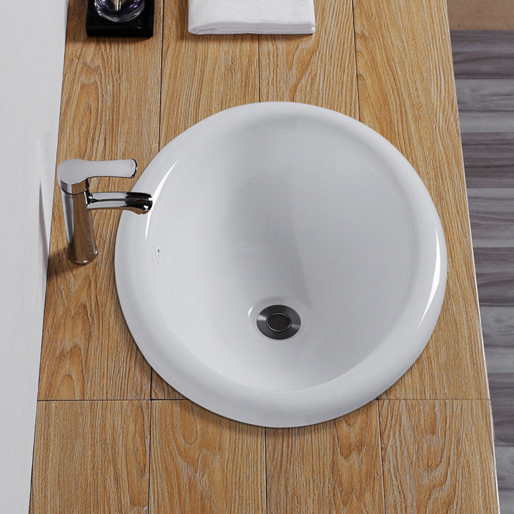Undermount White Ceramic Basin with Shut-Off Valve