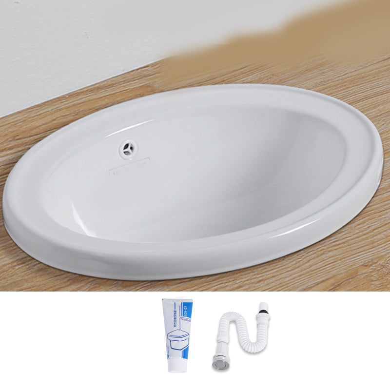 Undermount White Ceramic Basin with Shut-Off Valve