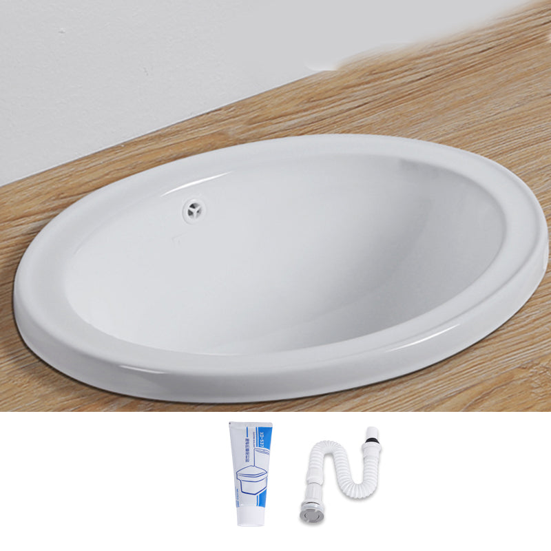 Undermount White Ceramic Basin with Shut-Off Valve