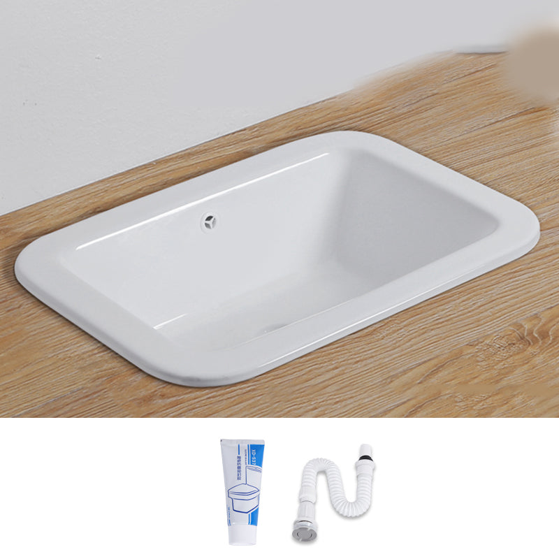 Undermount White Ceramic Basin with Shut-Off Valve