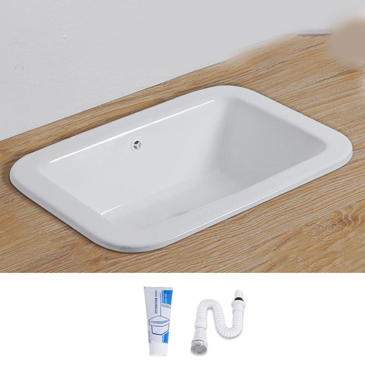 Undermount White Ceramic Basin with Shut-Off Valve