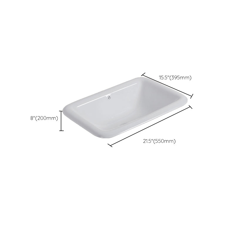 Undermount White Ceramic Basin with Shut-Off Valve