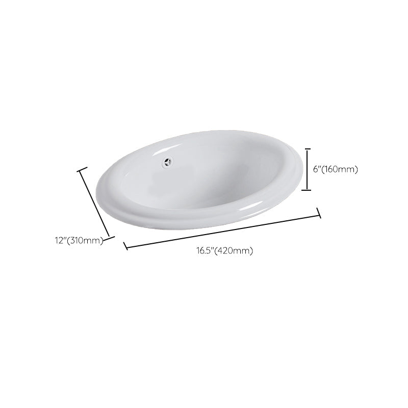 Undermount White Ceramic Basin with Shut-Off Valve