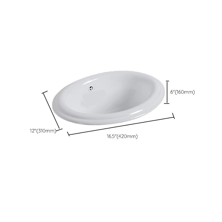 Undermount White Ceramic Basin with Shut-Off Valve