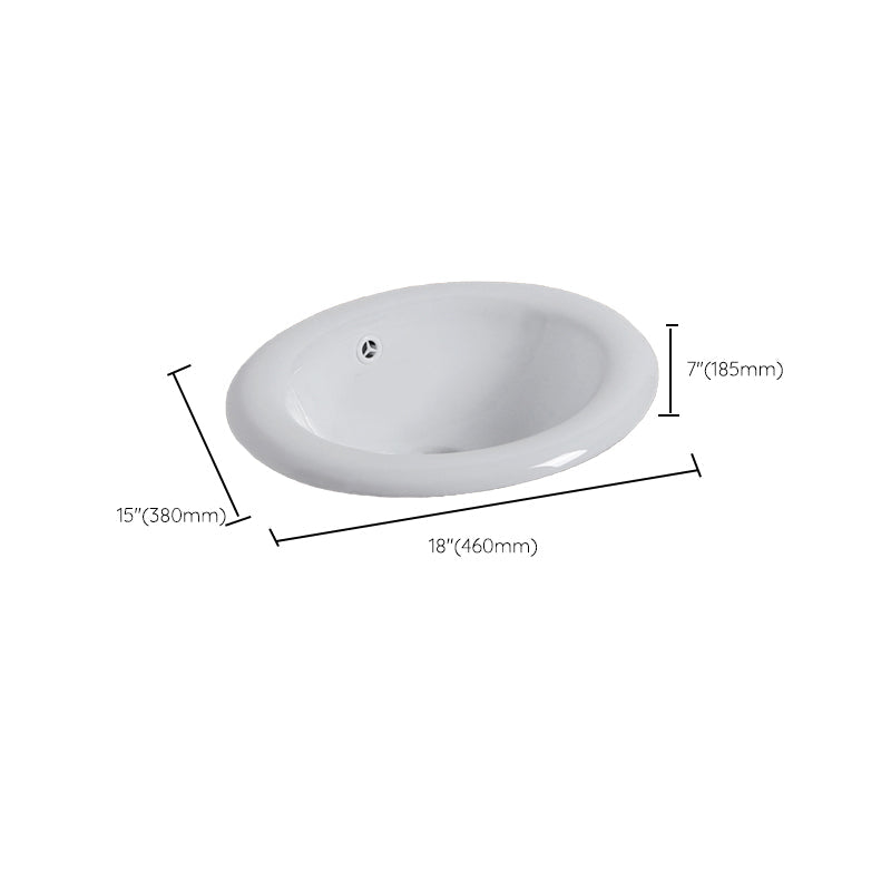 Undermount White Ceramic Basin with Shut-Off Valve