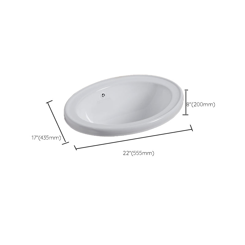 Undermount White Ceramic Basin with Shut-Off Valve