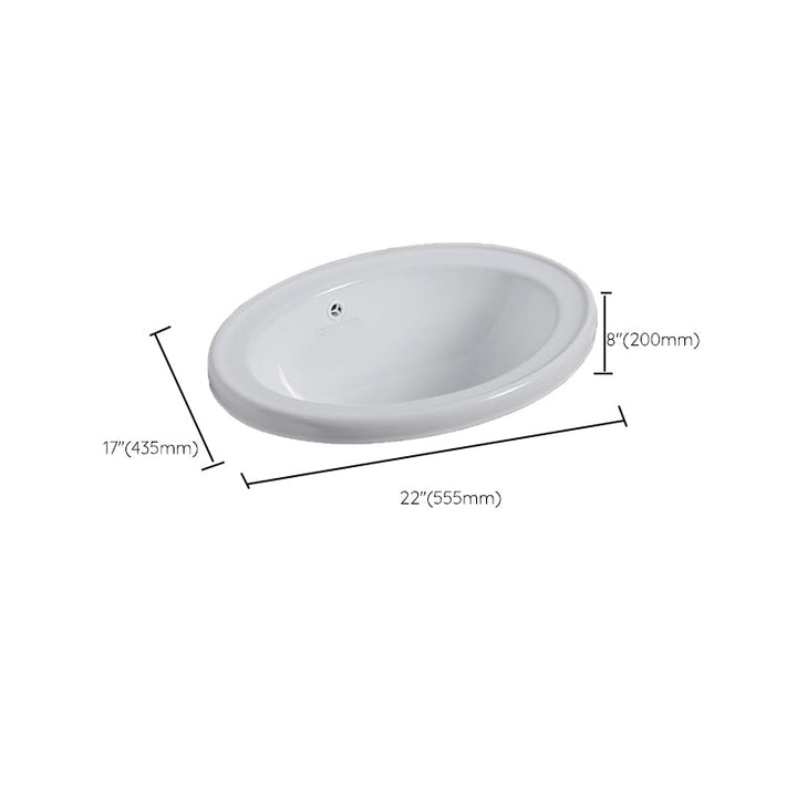 Undermount White Ceramic Basin with Shut-Off Valve