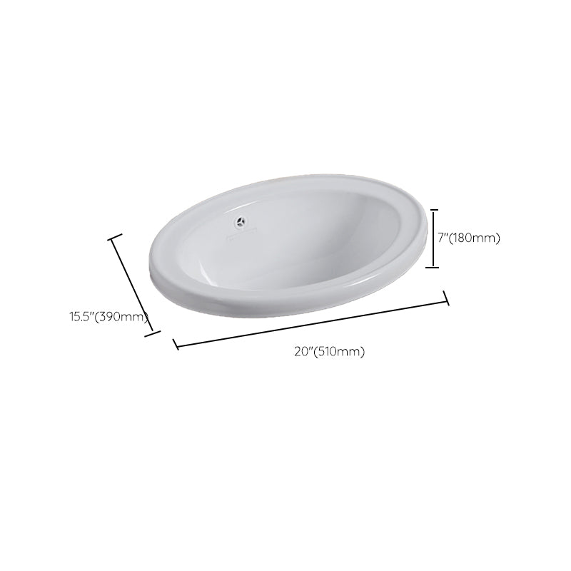Undermount White Ceramic Basin with Shut-Off Valve