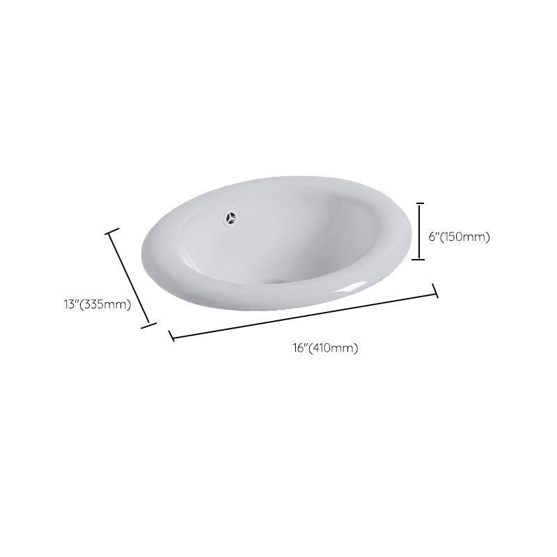 Undermount White Ceramic Basin with Shut-Off Valve